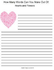 Valentine's Day Word Mining For School Hearts and Flowers